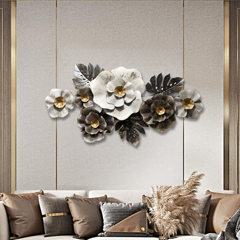 Popular Nordic Style Metal Flower Wall Decor Creative Metal Floral Wall Decoration For Bedroom, Living Room Indoor Wall Art