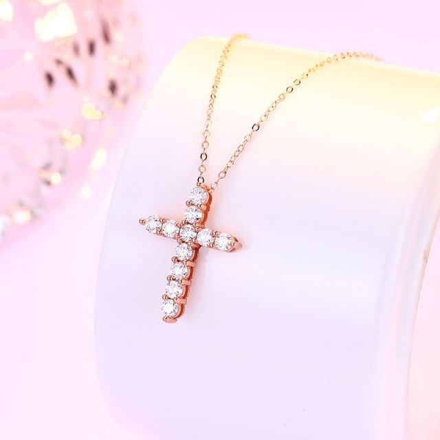 Cross Pendant 0.1ct*11 3mm white color 18K gold white Plated 925 Sterling Silver VVS Moissanite Cross Necklace