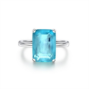 Original Design Ring Rectangular Paraiba Tourmaline Sterling Silver Octagon Ring