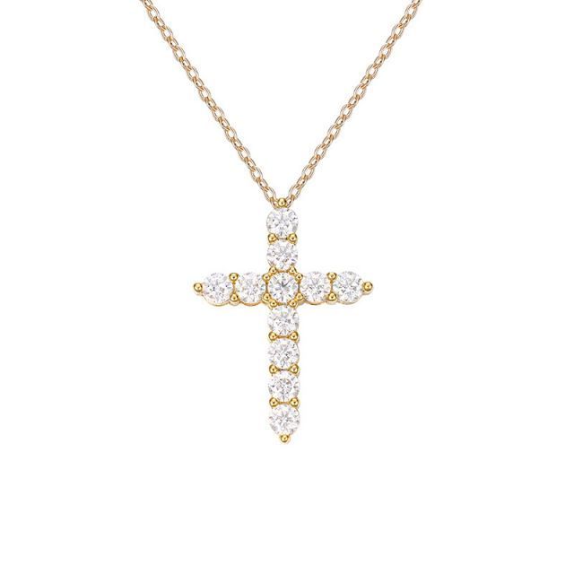 Cross Pendant 0.1ct*11 3mm white color 18K gold white Plated 925 Sterling Silver VVS Moissanite Cross Necklace