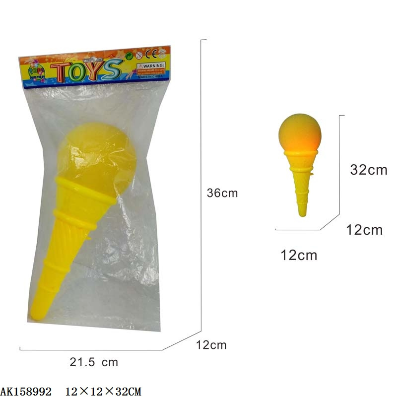 NEW BIG SIZE  32 CM WITH LIGHT  Ice Cream Shaped Shooter Punch Cone Shooter Sponge Ball  Toys FOR KIDS With String