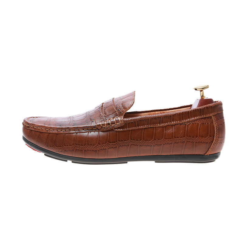 Flat Shoes Quality First Class Leather Loafers Solid Breathable Slip-On Soft Sole Shoes for Men