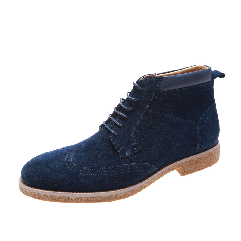 Blue Suede Chelsea Boots Men, Genuine Leather Winter Mens Boots, Designer Fashion Footwear For men