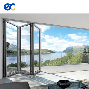 Exterior Soundproof Patio folding door Double Glazing aluminum bi folding door