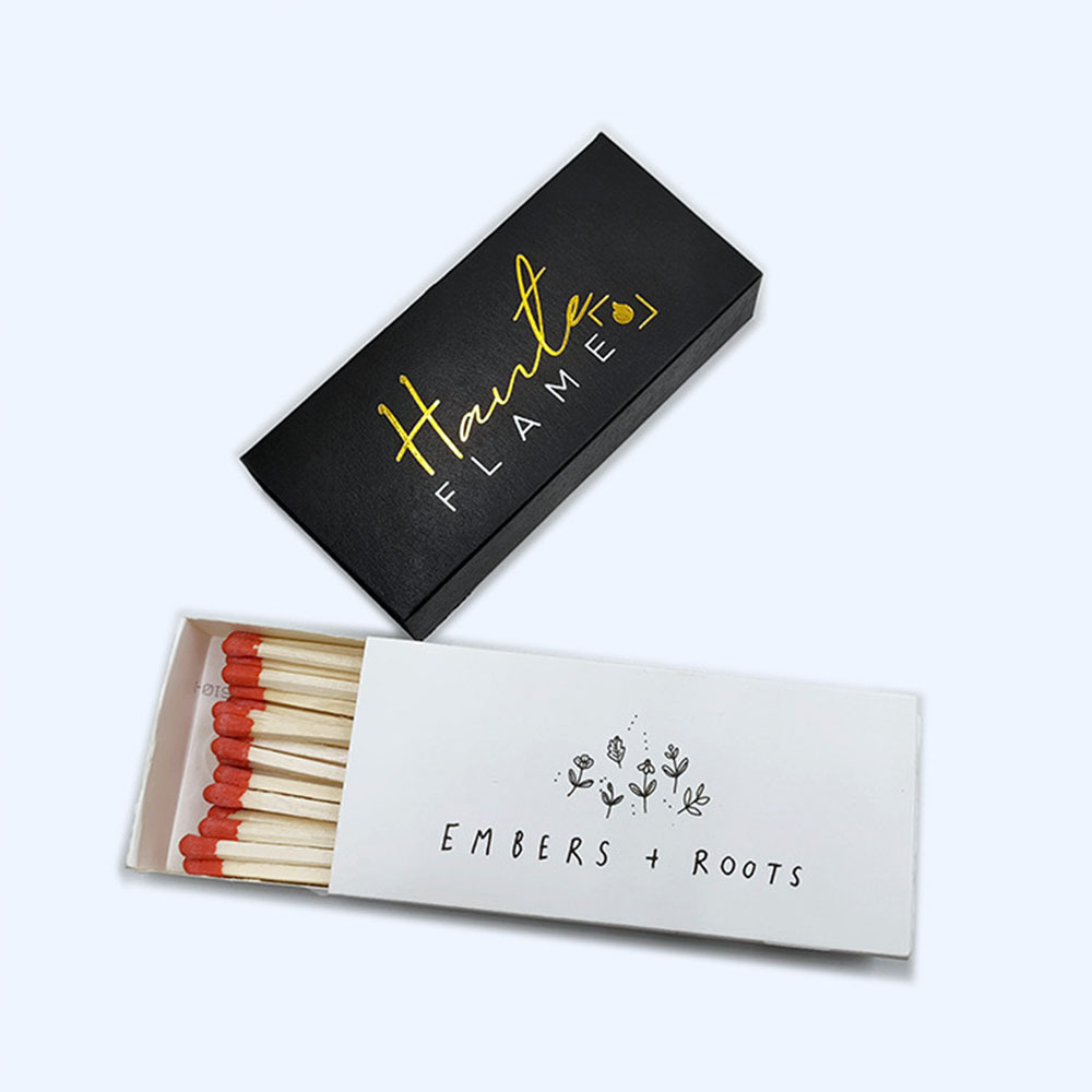 Customized no matchsticks high-grade black card gilding advertising matchbox aromatherapy candle match packaging paper box