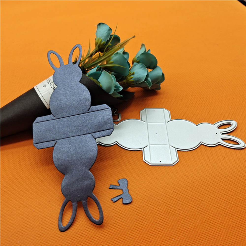 Customized Easter Bunny Box DIY Rabbit Craft Embossing Paper Stencil Stamp Carving Paper Card paper Craft Greetings Cards