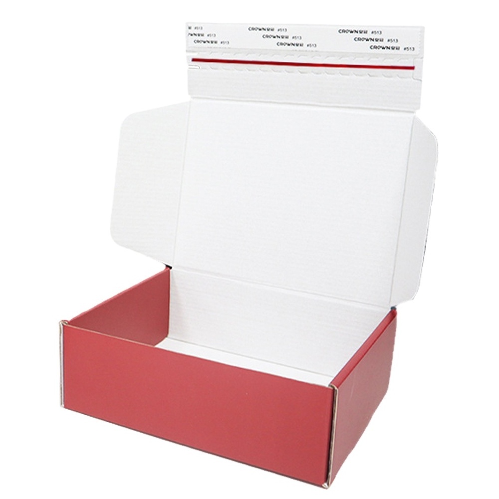 Tear Off Strips Custom Logo Printed Zip Lock Pink Mailer Carton Corrugated Cardboard Paper Shipping Box