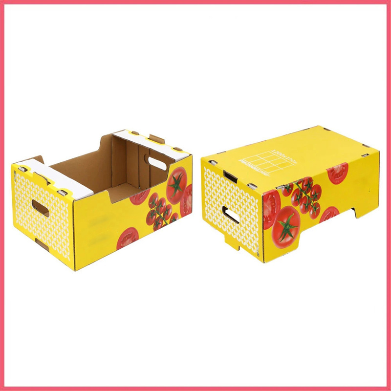 Custom Printed Corrugated Paper Cherries Pear Orange Apple Lemon Mango Banana Fruit Vegetable Packaging Shipping Carton Box