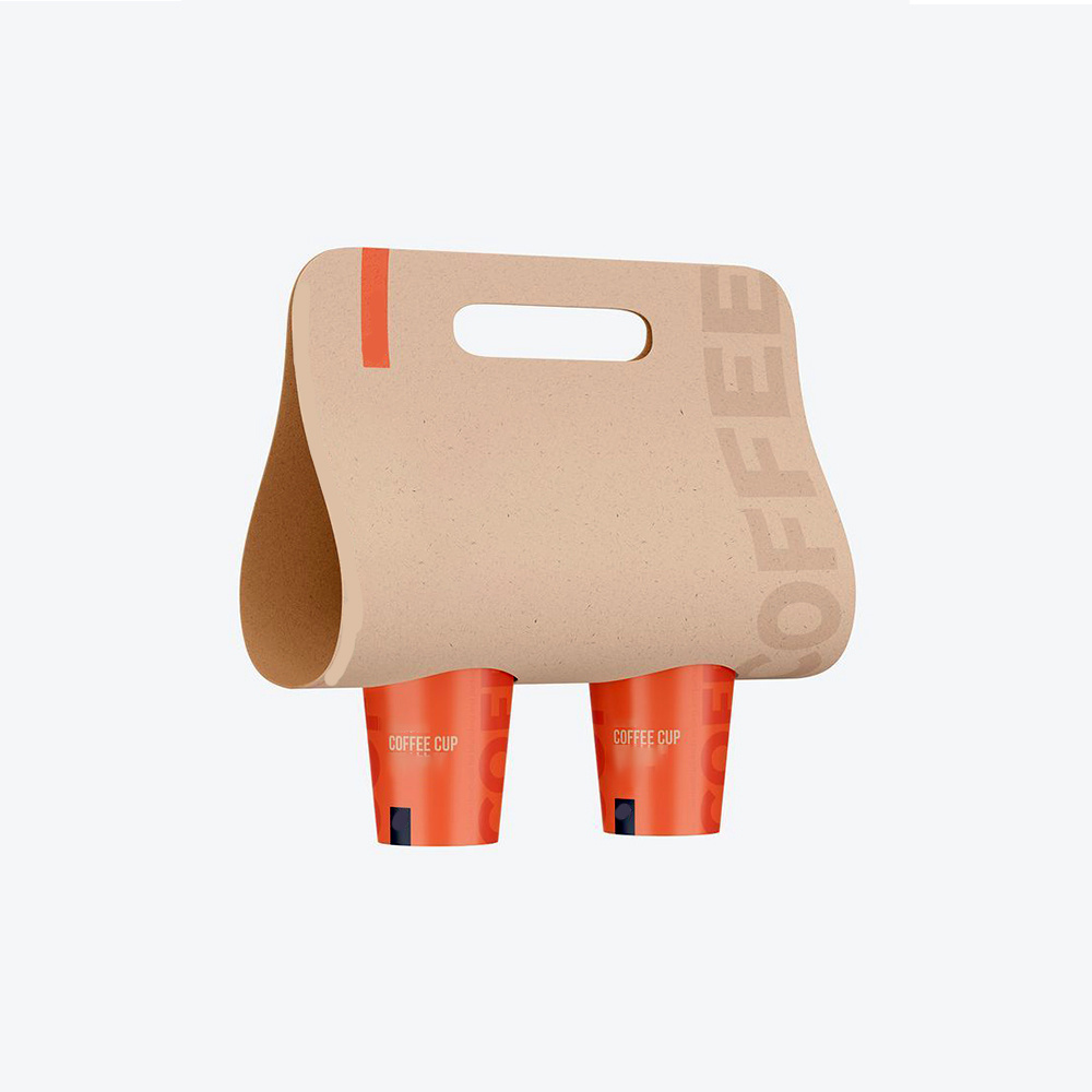 customized logo 2/4 kraft cups/coffee cup holder paper bag hot tea coffee drink metal cup holder