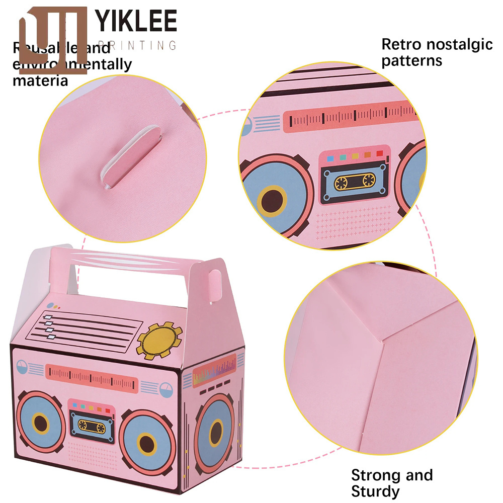 Hip Hop Music Rock Party Supplies Table Centerpieces Retro Pink Boom Box Party Favors Boxes Paper Boxes For Candy