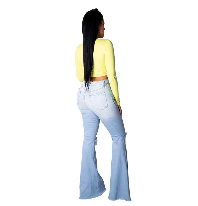 Elastic waist denim jeans bell bottom jeans bell bottom jeans for women