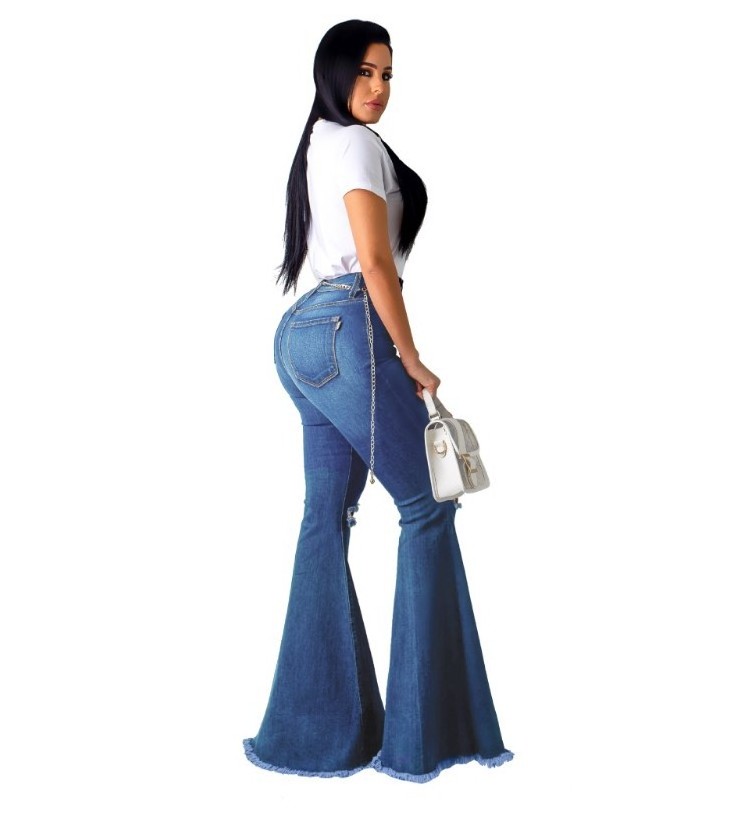 Elastic waist denim jeans bell bottom jeans bell bottom jeans for women