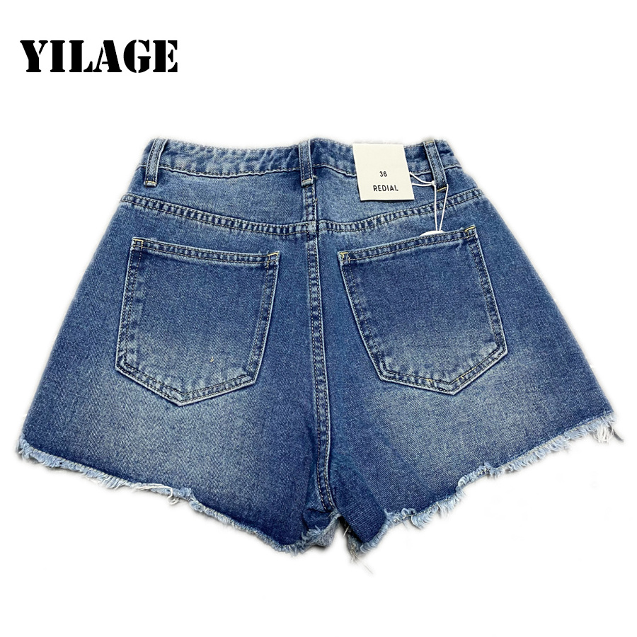 New women's jeans high waist button denim shorts ripped denim jeans