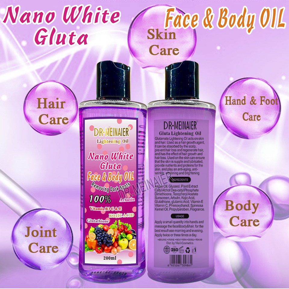 New Whitening Oil Gluta Arbutin Face & Body Skin Care Moisturizer Lightening Hydrating Kojic Acid Vitamin Essential Oil