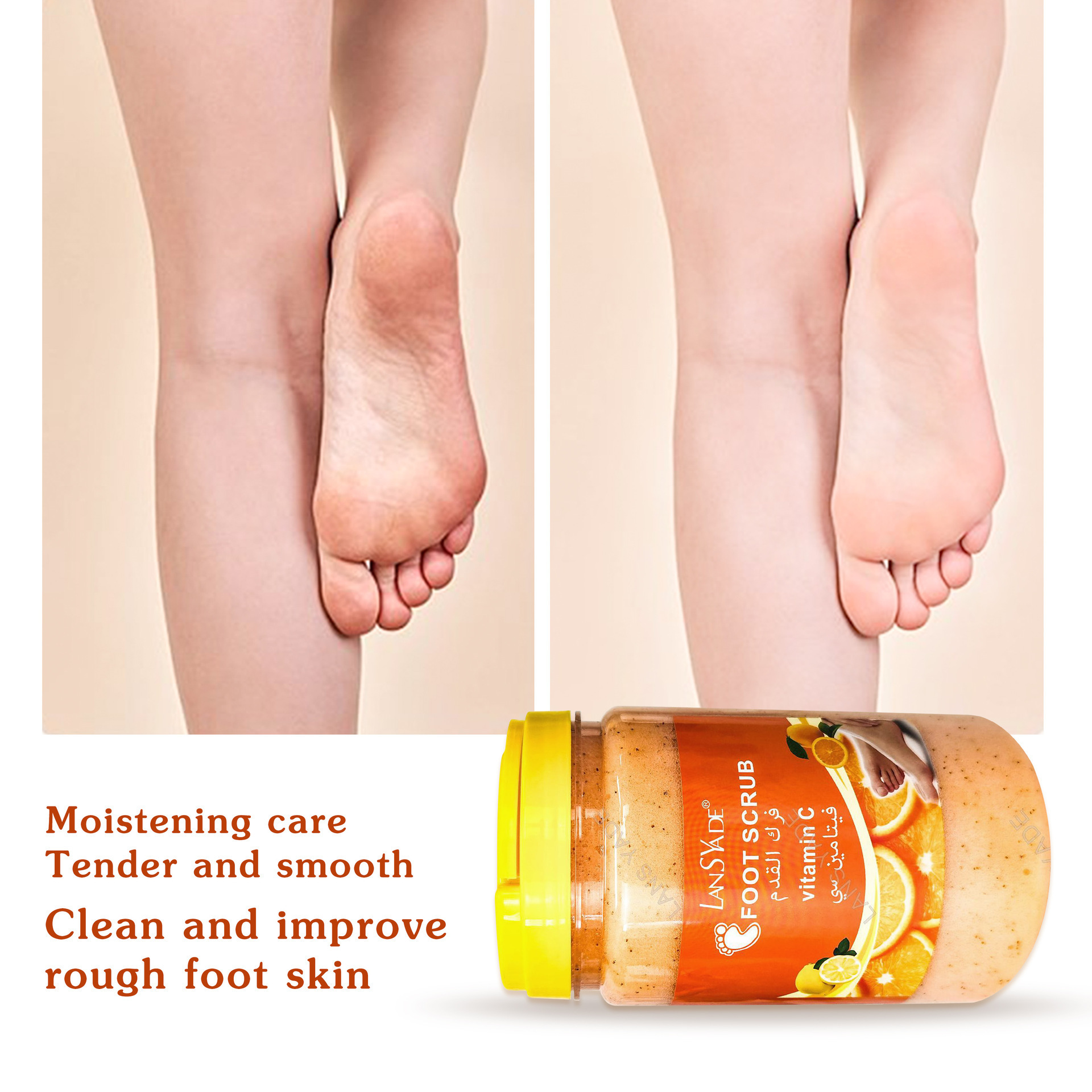 Natural Bath Cleansing Exfoliating Foot Scrub Whitening Smooth Moisturizer Fruits Vitamin C SPA Body Scrub Salt