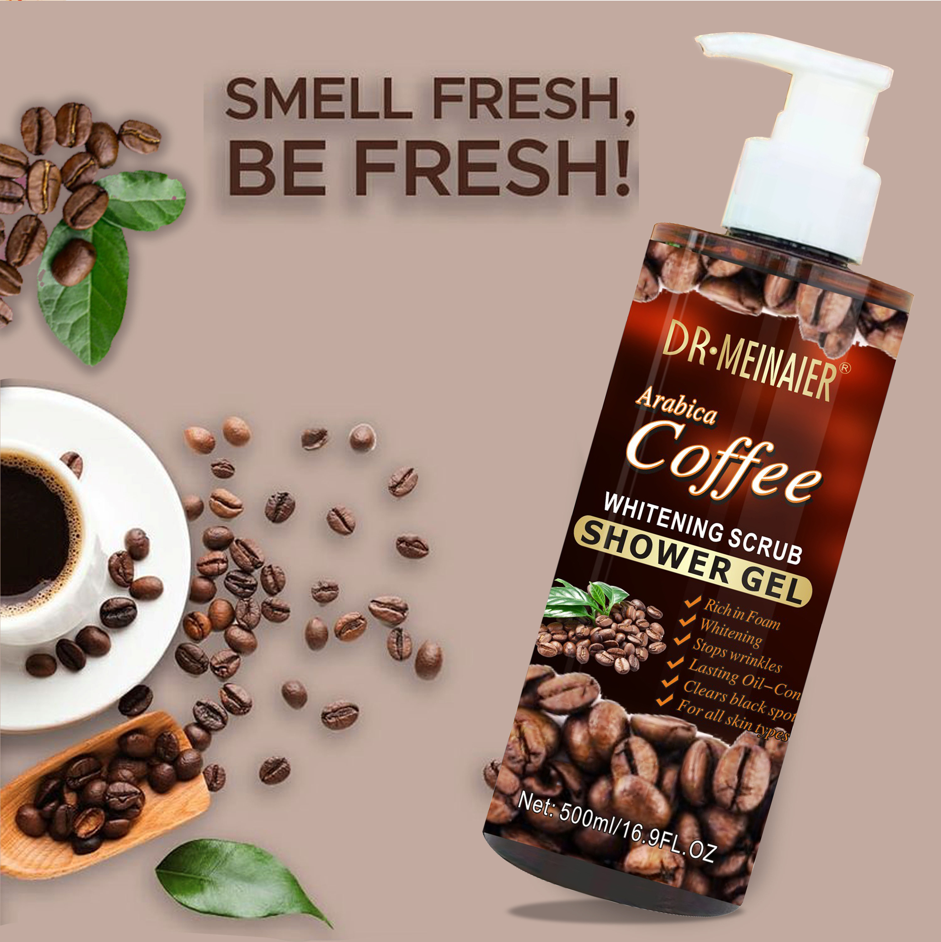 Natural Skin Care Coffee Shower Gel Body Wash Whitening Moisturizing Nourishing Exfoliating Scrub Bath Gel