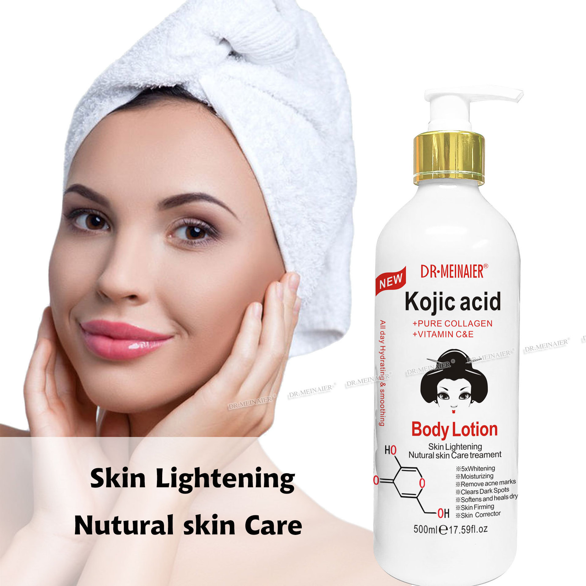 Hot Sale Whitening Lotion Kojic Acid Body Moisturizer Beauty Skin Care Anti Aging Nourishing Shea Butter Lightening Body Mil