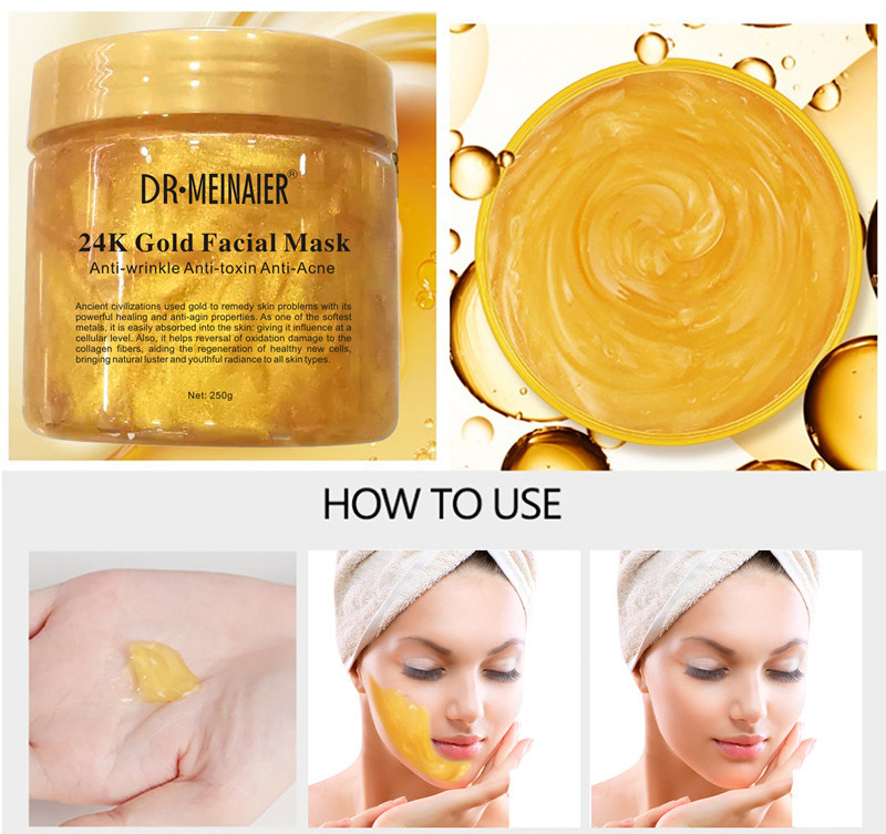 24K Gold Natural Whitening Mask Anti Aging Moisturize Vitamin C Skin Care Facial Jelly Sleeping Mask Private Label