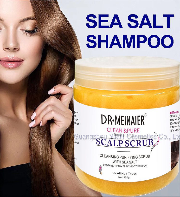 Private Label Hair Scalp Scrub with Sea Salt Deep Cleansing Anti Itch Remove Dandruff Oil-Control Organic Hair Shampoo