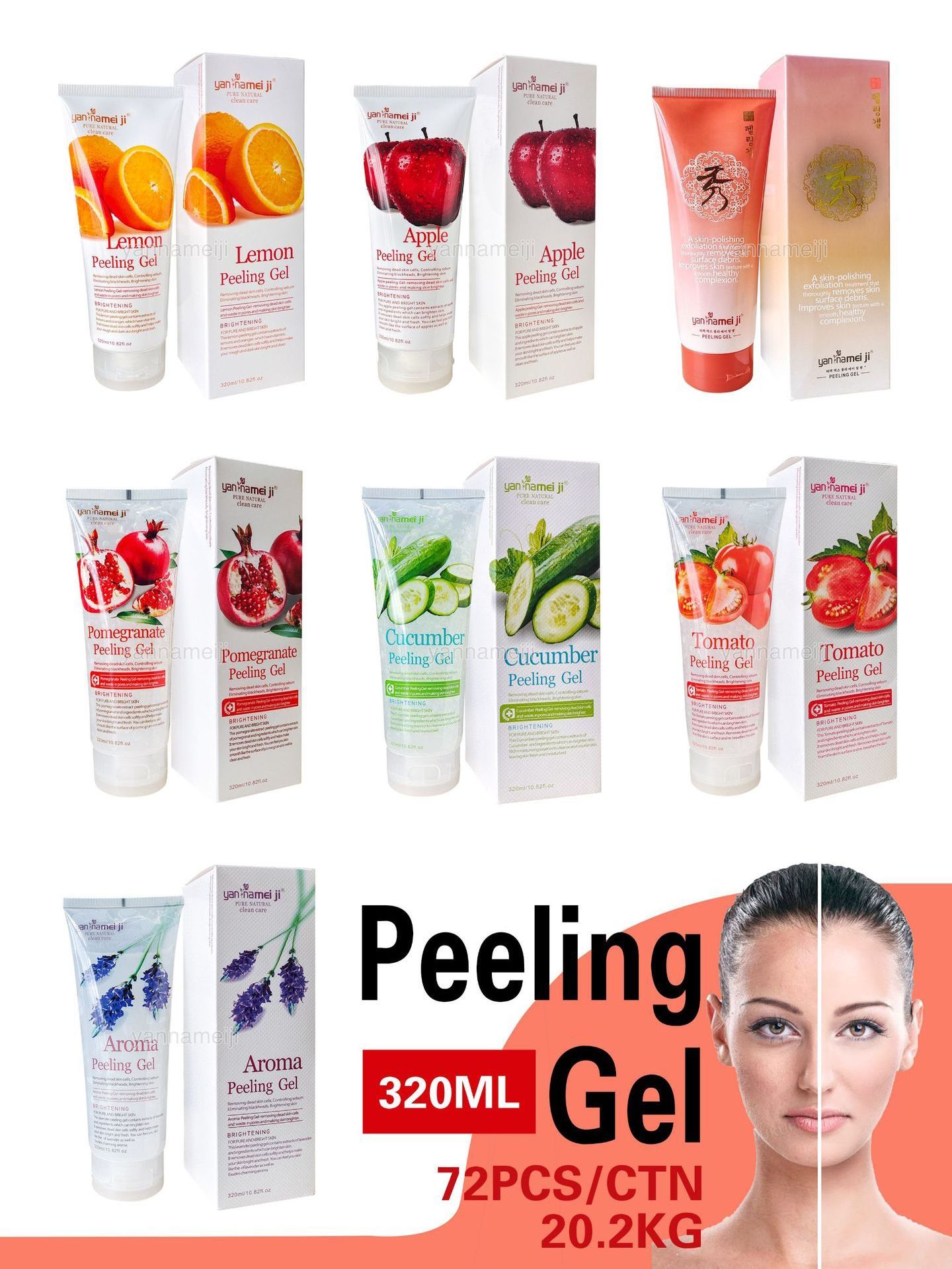 Nature Fruity Flavor Peeling Gel Removes Dead Cell Sebum Purifying Exfoliating Clear Pore Care Soothing Acne Treatment Face Wash