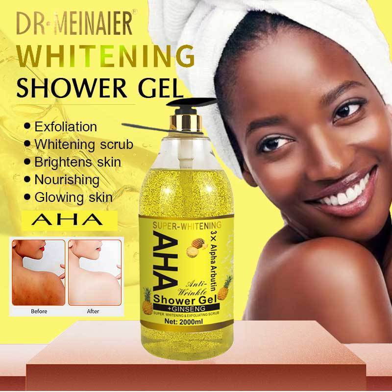 Natural Organic AHA Shower Gel Whitening Perfume Slimming Body Wash Scrub Hydrating Smoothing Exfoliating Deep Clean Skin care