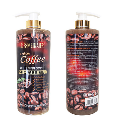 Natural Perfumed Arabica Coffee Shower Gel 1000ml Exfoliating Scrub Body Wash Liquid Soap Whitening Hydrating Skincare