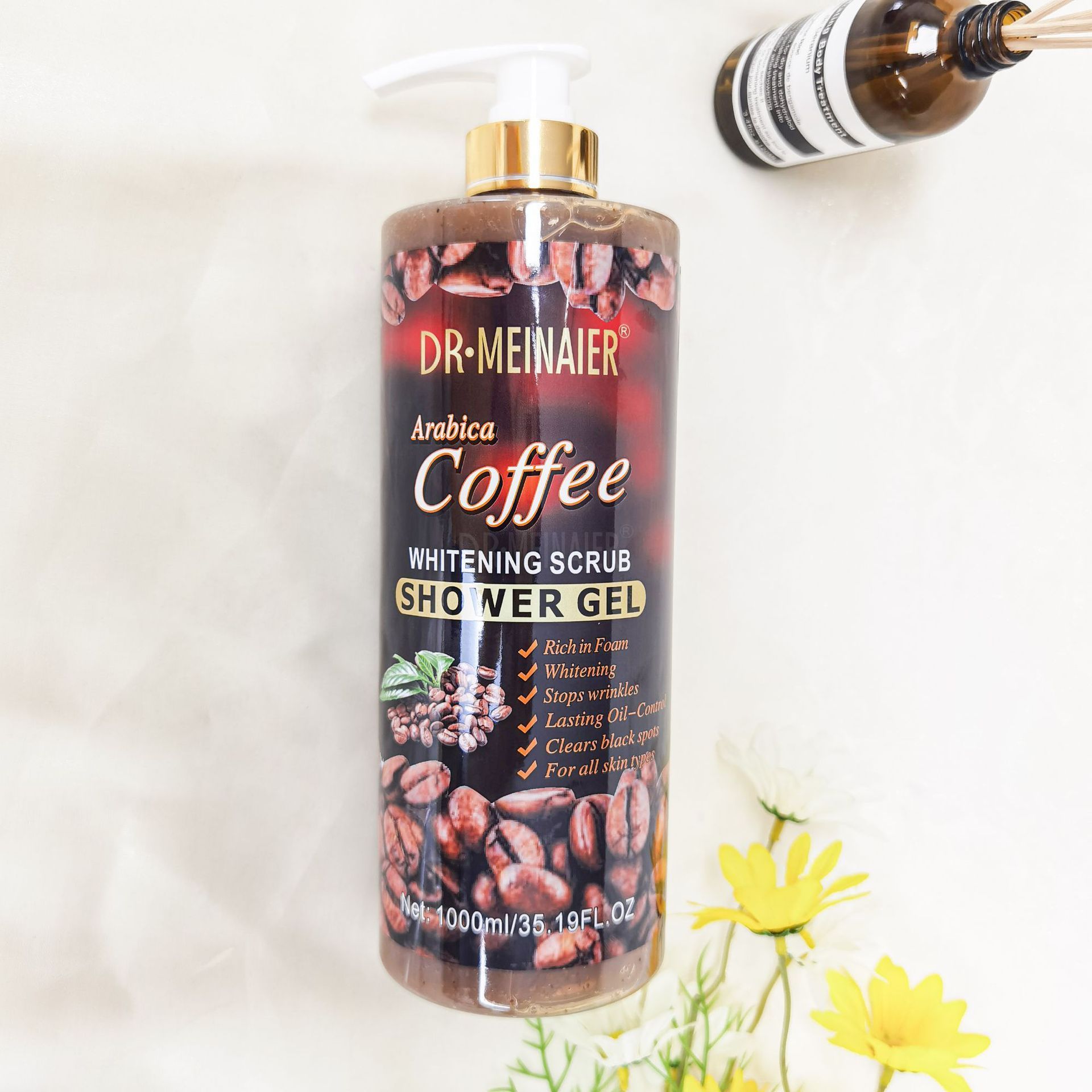 Natural Perfumed Arabica Coffee Shower Gel 1000ml Exfoliating Scrub Body Wash Liquid Soap Whitening Hydrating Skincare