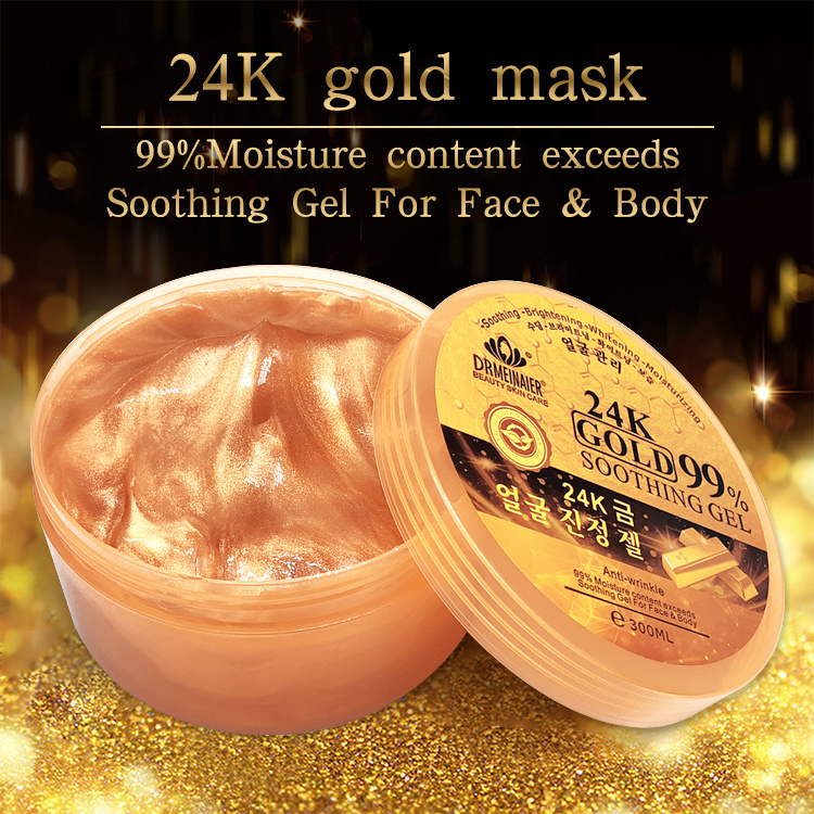 In stock High quality 24k Gold Soothing Gel Mask 99% moisturizing Anti wrinkle Whitening Mask