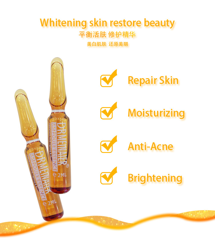 Factory sale vitamin c collagen glass ampoule for face Anti aging Brightening skin care Hyaluronic Acid serum