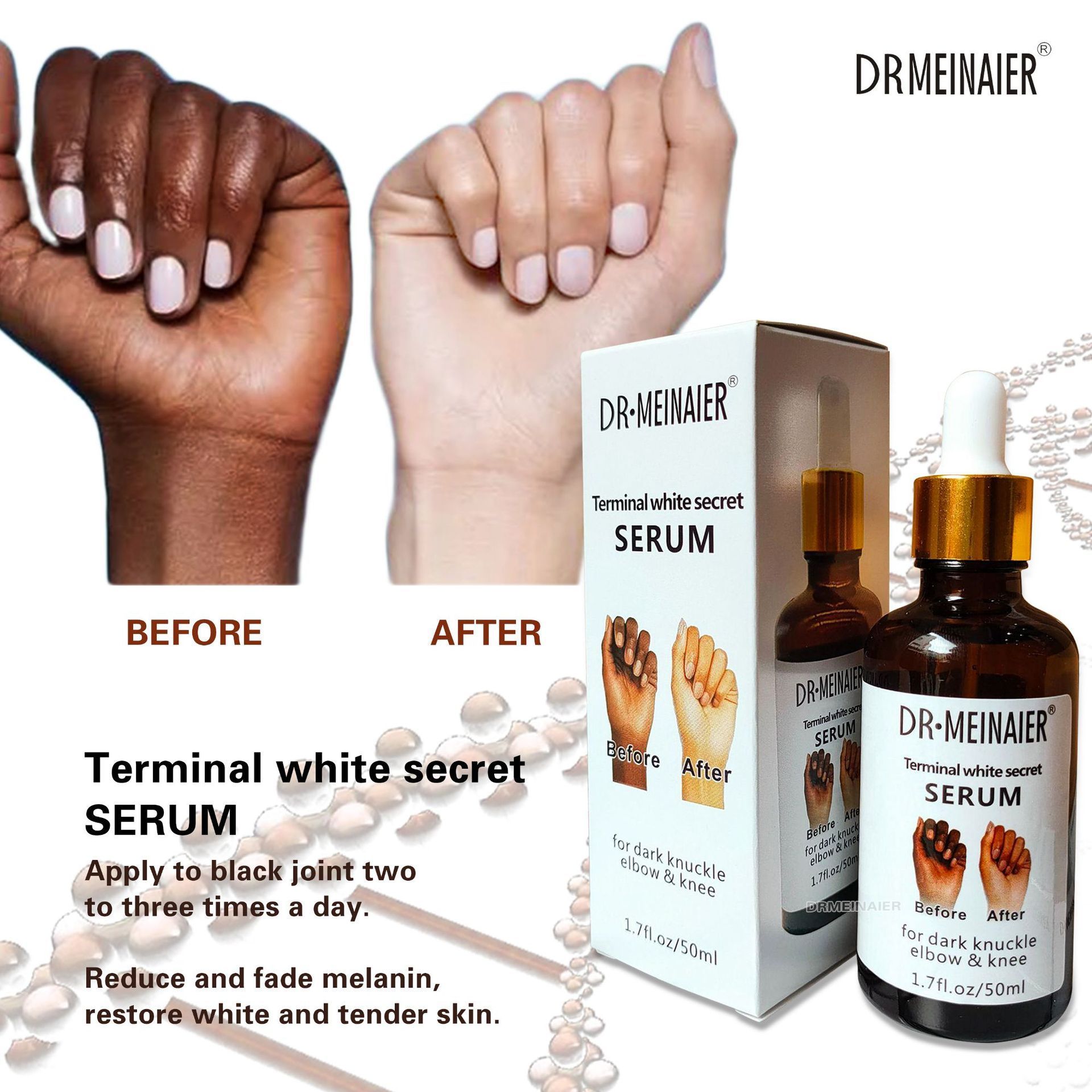 Whitening Serum Hand knuckle Skin Care Glowing Bleaching Serum For Removing Dark Spots Black Knuckle Elbow and Knee 50ml