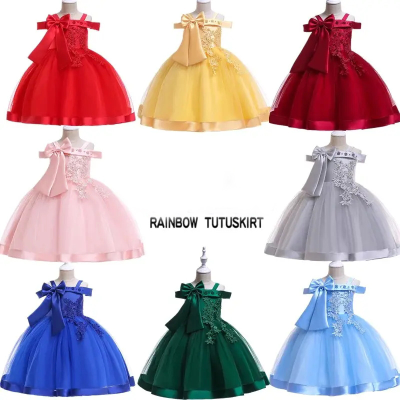 Girls Princess Christmas Dress Lace Flower Girl Wedding Prom Pageant Birthday Party Tutu Tulle Dresses