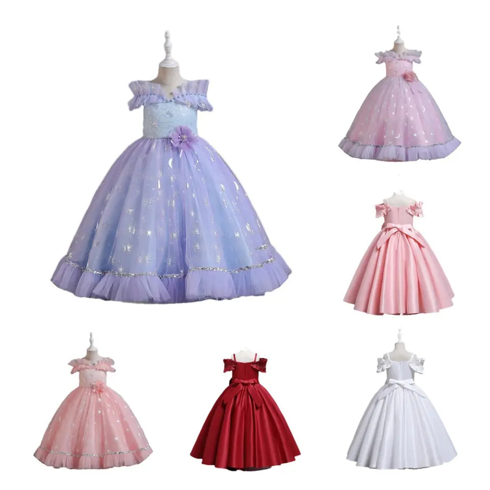 Girls Princess Christmas Dress Lace Flower Girl Wedding Prom Pageant Birthday Party Tutu Tulle Dresses