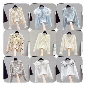 Spring and Summer Floral Print Bow Chiffon Shirt Women's Long-Sleeved Pullover Tops Women Loose Casual Shirt