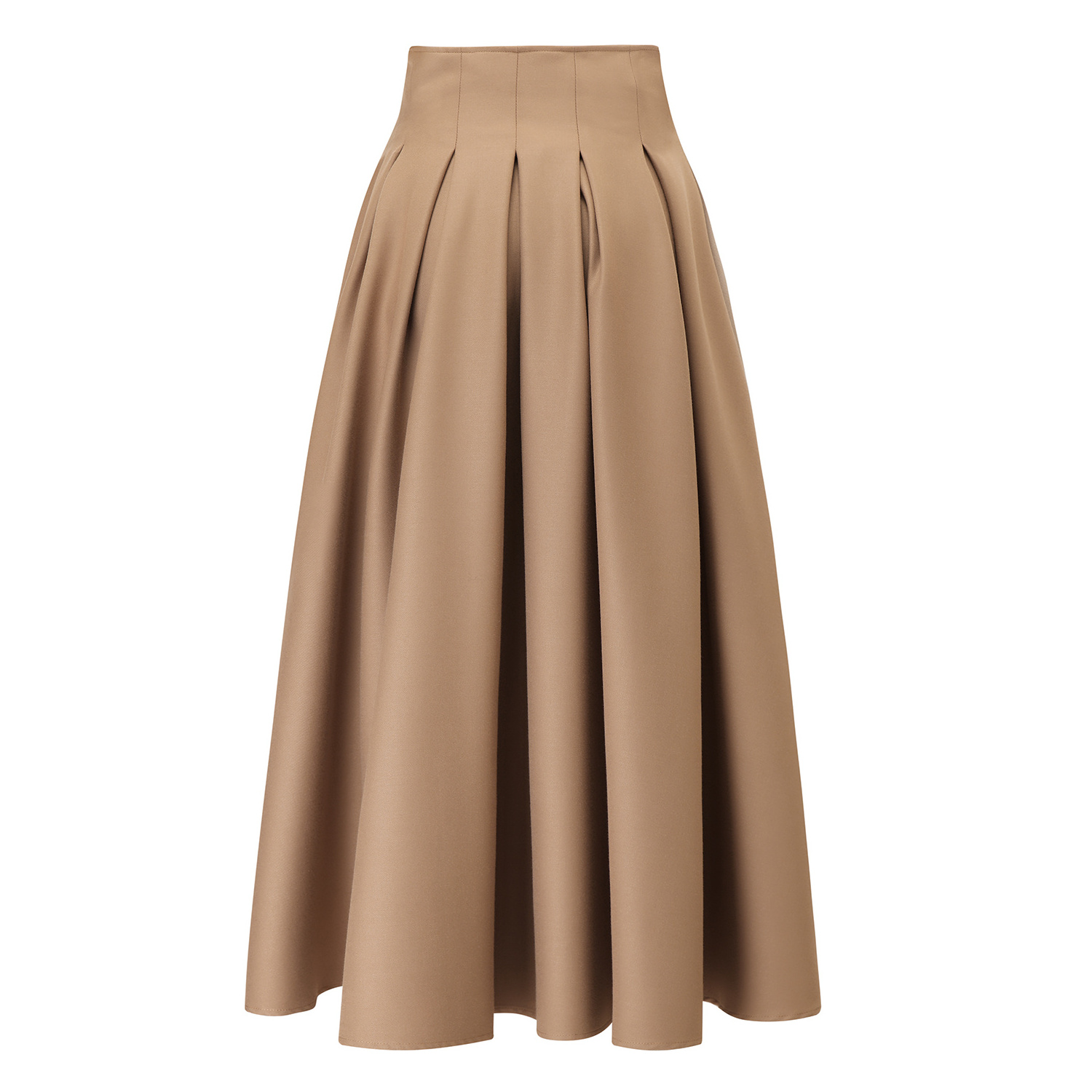 Odm Clothing Manufacturer Custom Summer Solid Color Casual A Line Midi Skirt for Girls Office Women Pleated Vintage Swing Skirt