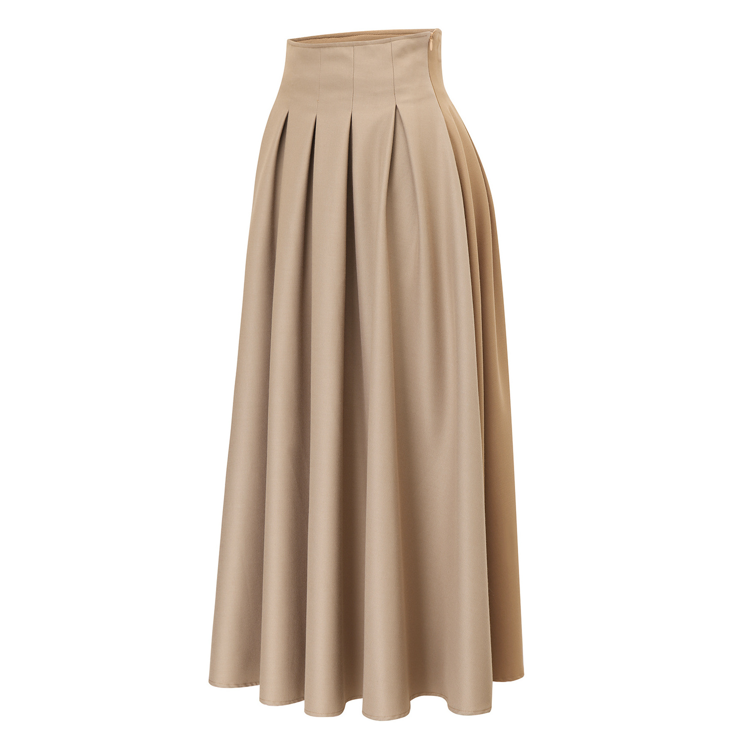 Odm Clothing Manufacturer Custom Summer Solid Color Casual A Line Midi Skirt for Girls Office Women Pleated Vintage Swing Skirt