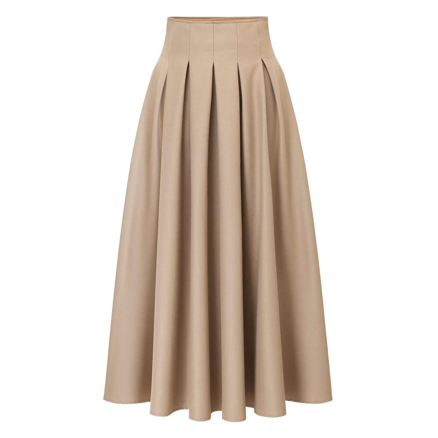 Odm Clothing Manufacturer Custom Summer Solid Color Casual A Line Midi Skirt for Girls Office Women Pleated Vintage Swing Skirt