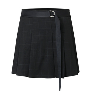 Custom Summer Japanese School Uniform Harajuku Cute kawaii Skirts Belted Black Pleated Plaid Short Y2K Mini Skirt Women 2024