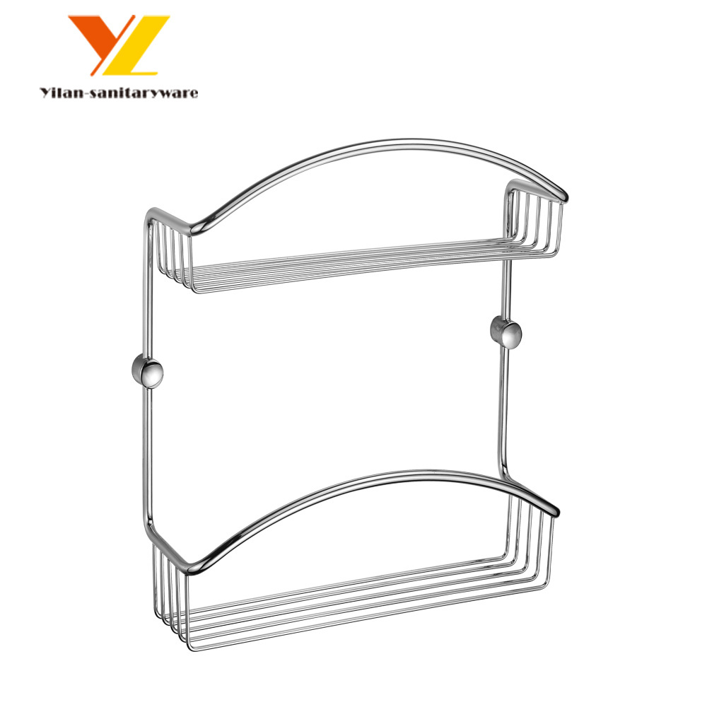 Simple Install 2-tier Bathroom Shower Basket Hanging Storage Rack Metal Wall Shower Shelves