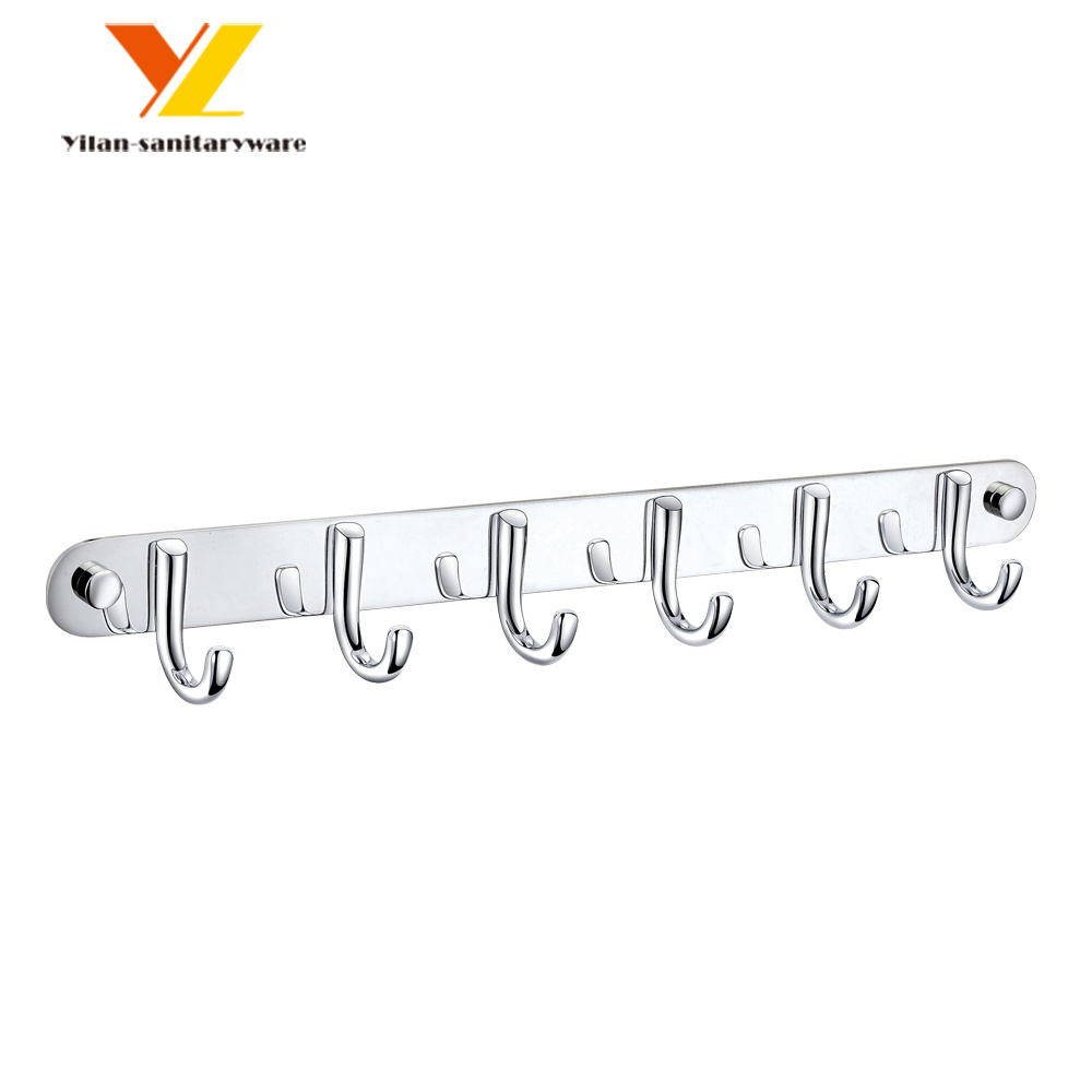 Hook Clothing Bathroom Hardware 5 Clothes Hanger Wall Mounted Coat Rack White Box Multifunction Stainless Steel Hooks & Rails