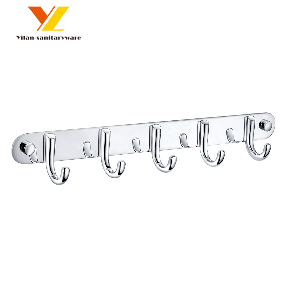 Hook Clothing Bathroom Hardware 5 Clothes Hanger Wall Mounted Coat Rack White Box Multifunction Stainless Steel Hooks & Rails