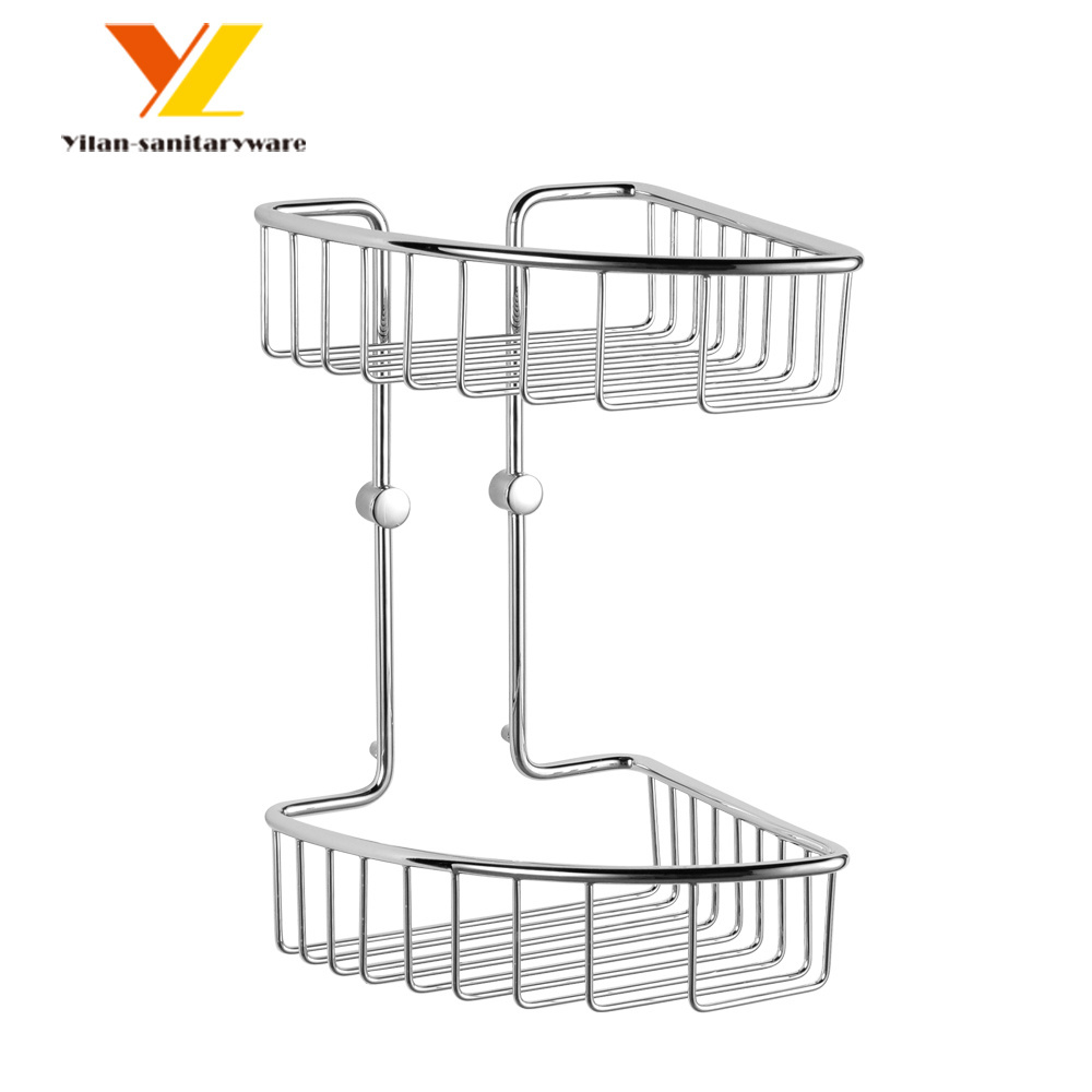 Simple Install 2-tier Bathroom Shower Basket Hanging Storage Rack Metal Wall Shower Shelves