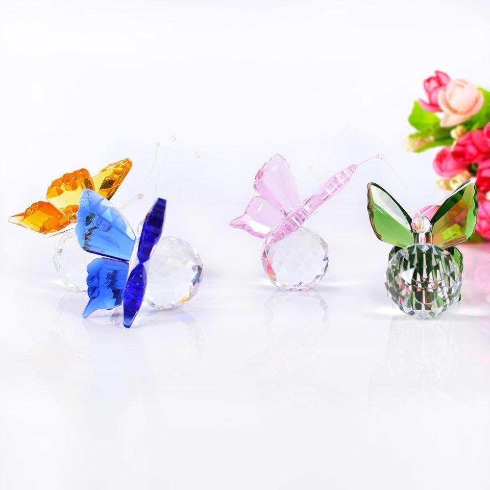 Colorful Crystal Butterfly Figurine Glass Ornament Animal Paperweight