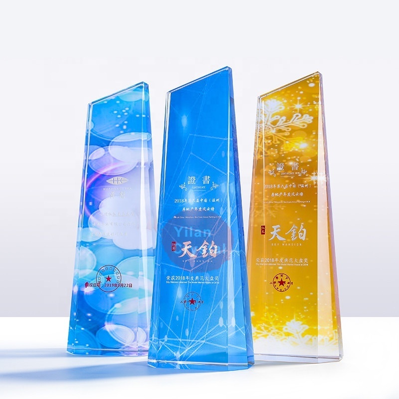 Hot Sale UV Color Printing k9 Crystal Trophy For Basketball Match Trophy