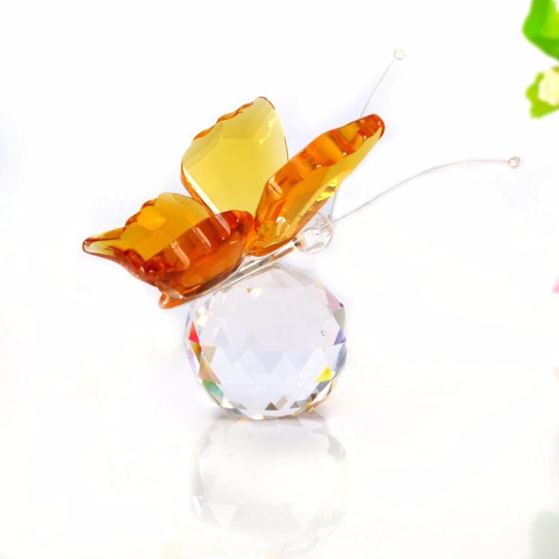 Colorful Crystal Butterfly Figurine Glass Ornament Animal Paperweight