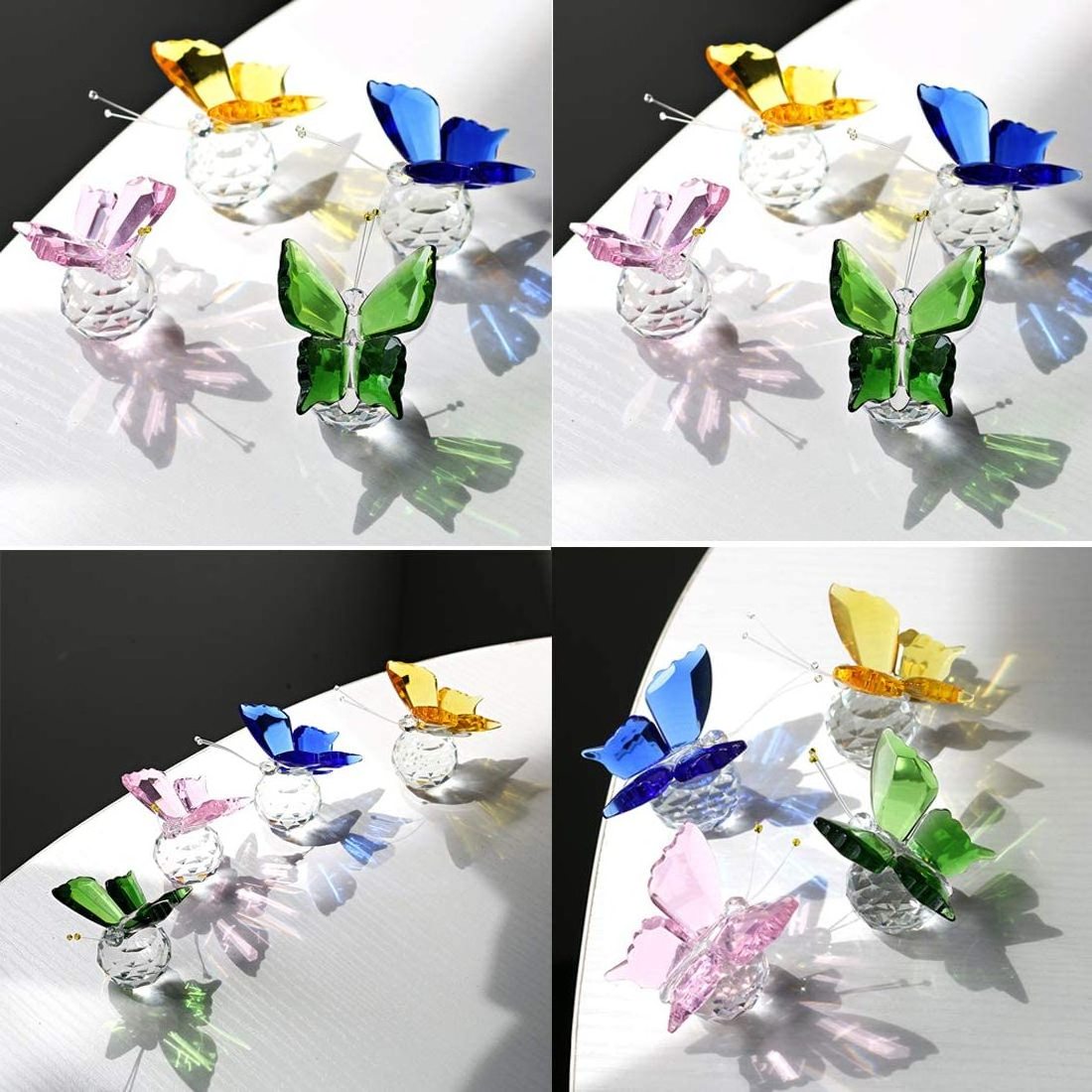 Colorful Crystal Butterfly Figurine Glass Ornament Animal Paperweight