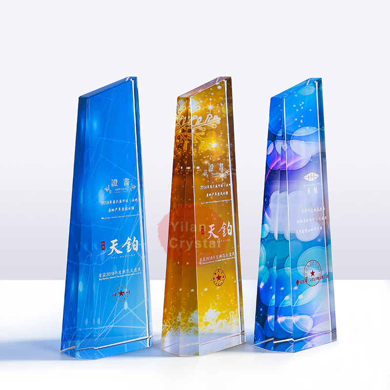 Hot Sale UV Color Printing k9 Crystal Trophy For Basketball Match Trophy