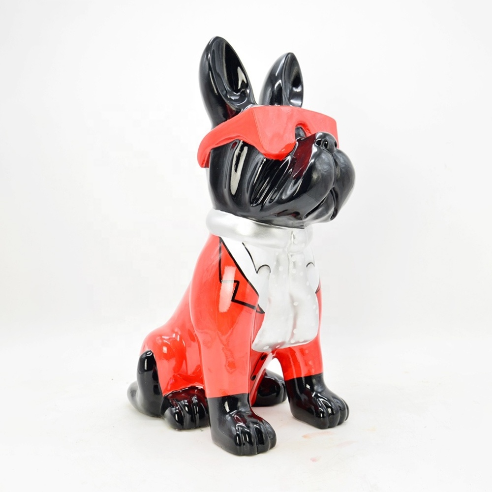 Customize Made Fiberglass Bulldog Sculptures Real Size Animal and Dog Sculpture Colorful Painted Statues for Decoration