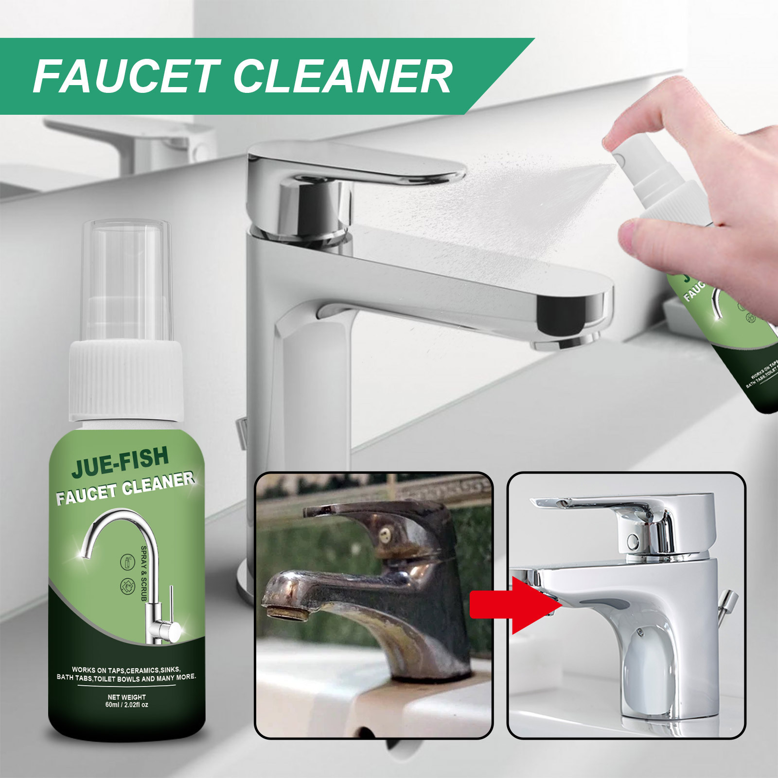 Household faucet cleaner sink refurbishment scale remover polishing rust bright spray clean decontaminate Water Faucet Detergent