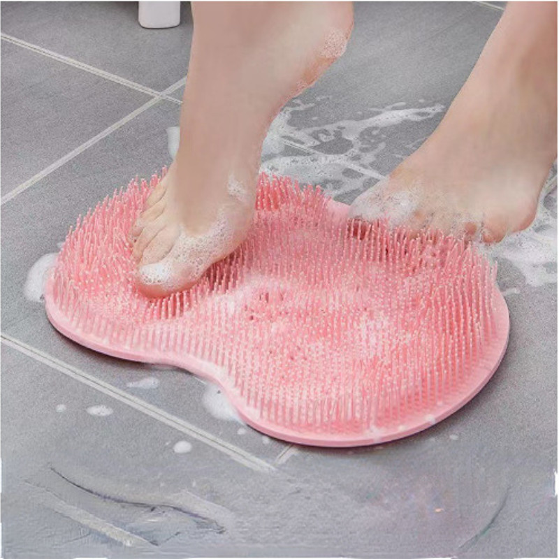 Silicone Back Foot Wash Body Cleaning massage Brush Bathroom Non-slip Mat Exfoliating Shower Massage Scraper with Suction cup