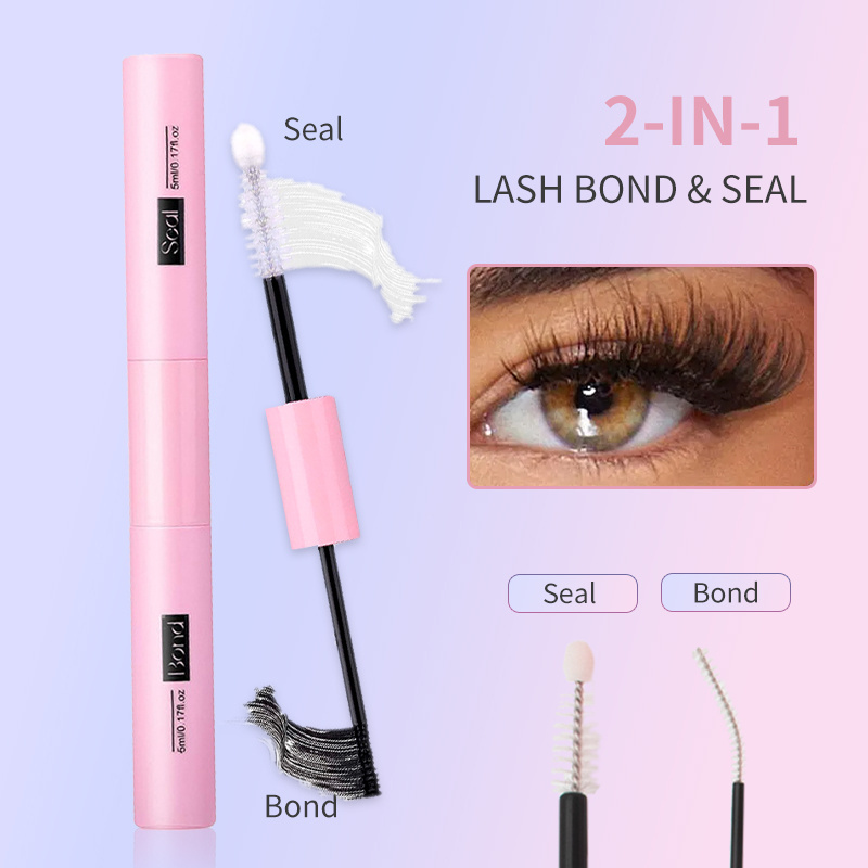 2 in 1 Private Label Lash Glue Bond Seal 10ml Waterproof False Eyelash Glue Latex Free Black Eyelash Adhesive Sealant Glue